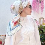 Vakko Çiçek Desen Eşarp - Mavi