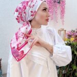 Vakko Çiçek Desen Eşarp - Fuşya