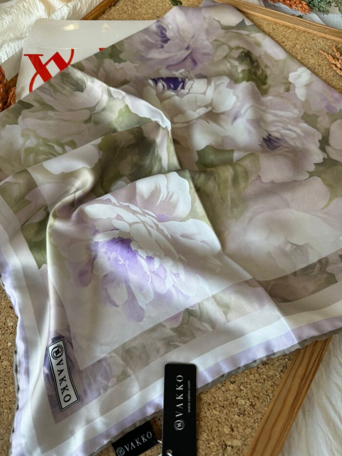 Vakko Papatya Desen Twill Eşarp - Soft Vizon