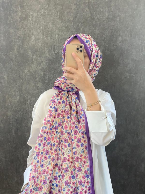 Çiçek Deen Pamuk Soft Şal 424434 – Eflatun
