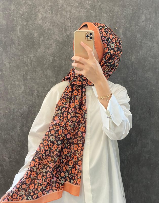 Çiçek Deen Pamuk Soft Şal 424434 – Oranj