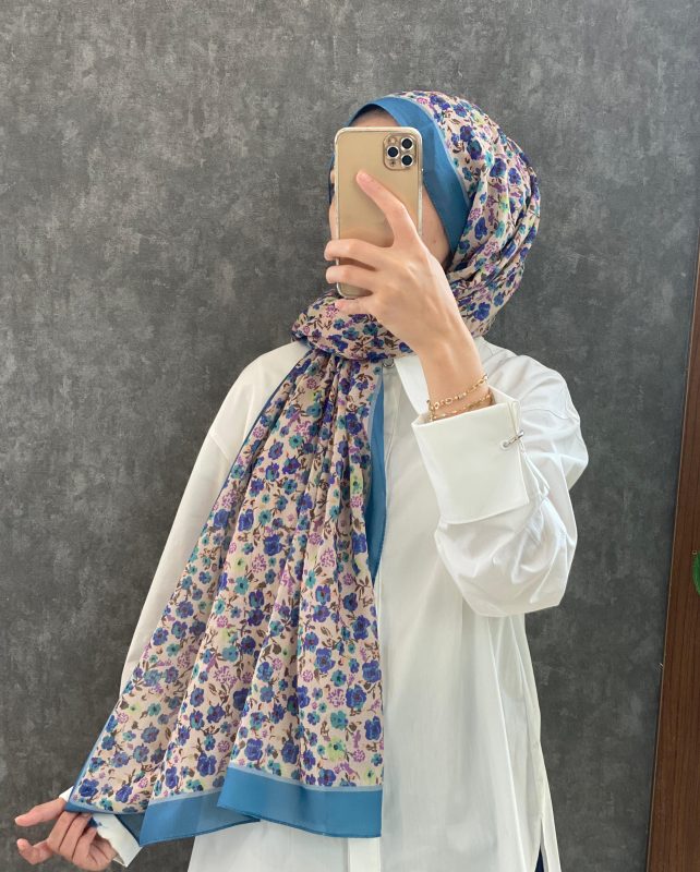 Çiçek Deen Pamuk Soft Şal 424434 – İndigo
