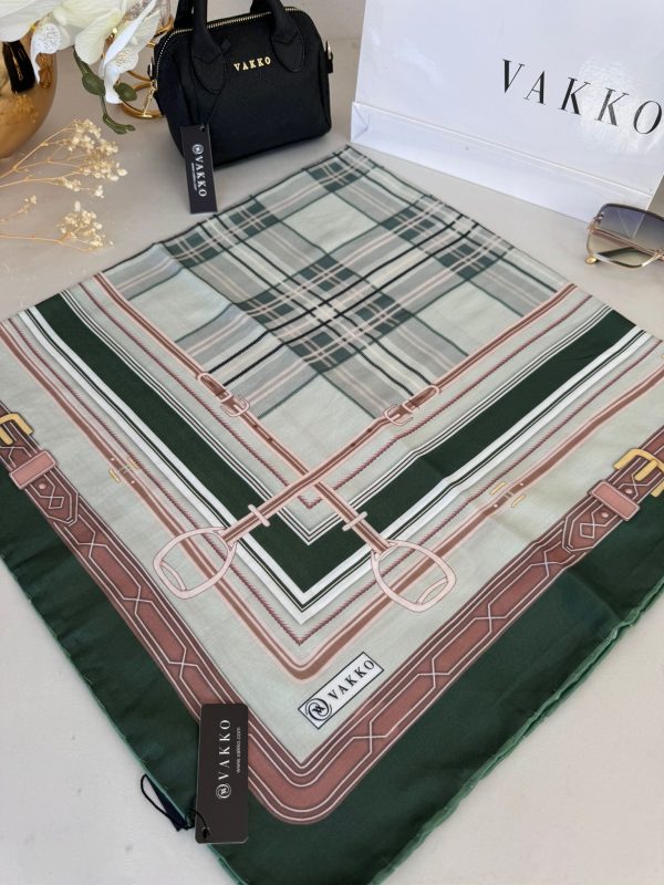 Vakko Ekose Desen Pamuk Soft Eşarp 68190 – Zümrüt