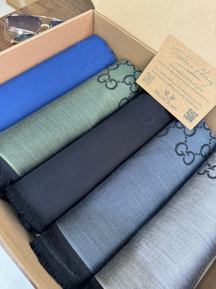 Gucci Çift Taraflı İtalyan Pamuk İpek Şal 5'li Paket