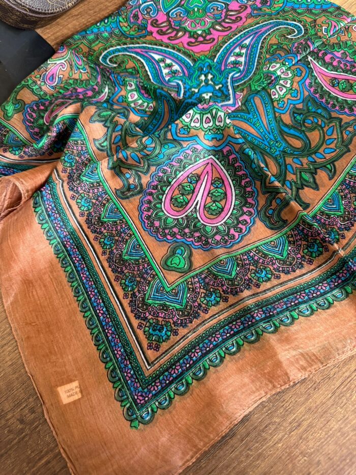 Hint İpeği Etro Desen Eşarp 84751 - Sütlü Kahve