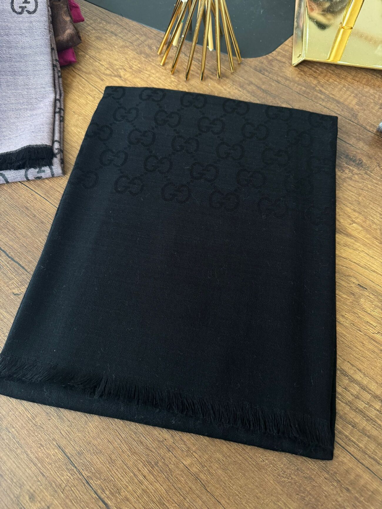 Gucci Yun İpek Çİft Taraflı Şal 87452 - Siyah