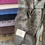 Gucci Yun İpek Çİft Taraflı Şal 87452 - Kahve/Ekru