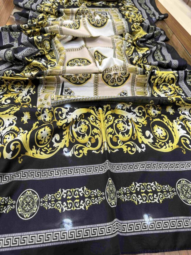 Versace vual ipek şal 43343 -Siyah