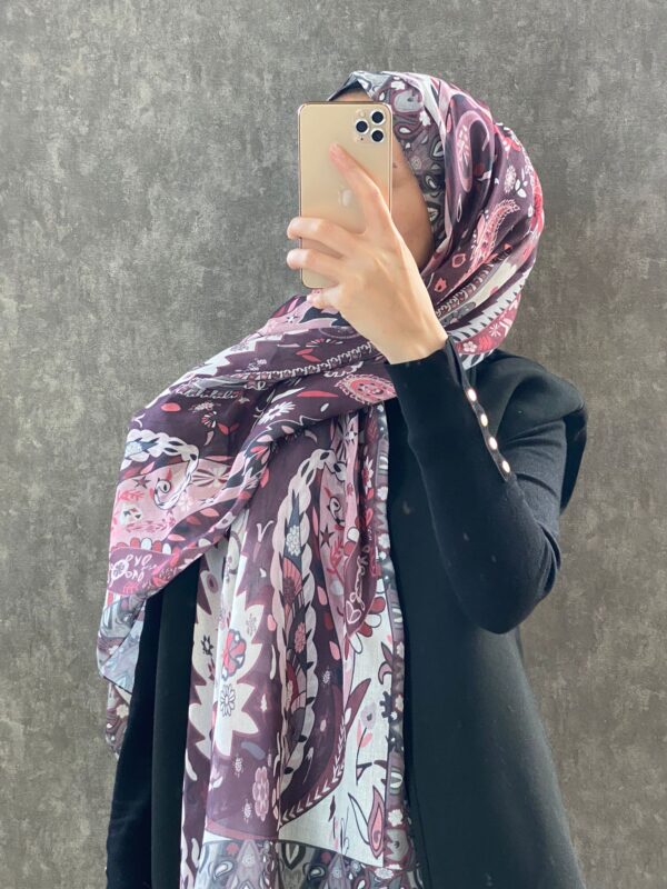 Etro Etnik Desen Pamuk Soft Şal 38630 – Mürdüm
