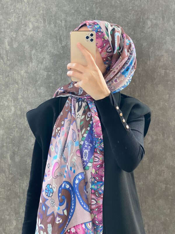 Etro Etnik Desen Pamuk Soft Şal 38630 – Soft Pembe/Saks