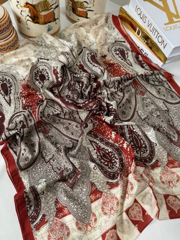 Etnik Etro Desen Pamuk Soft Şal 61534 – Bordo