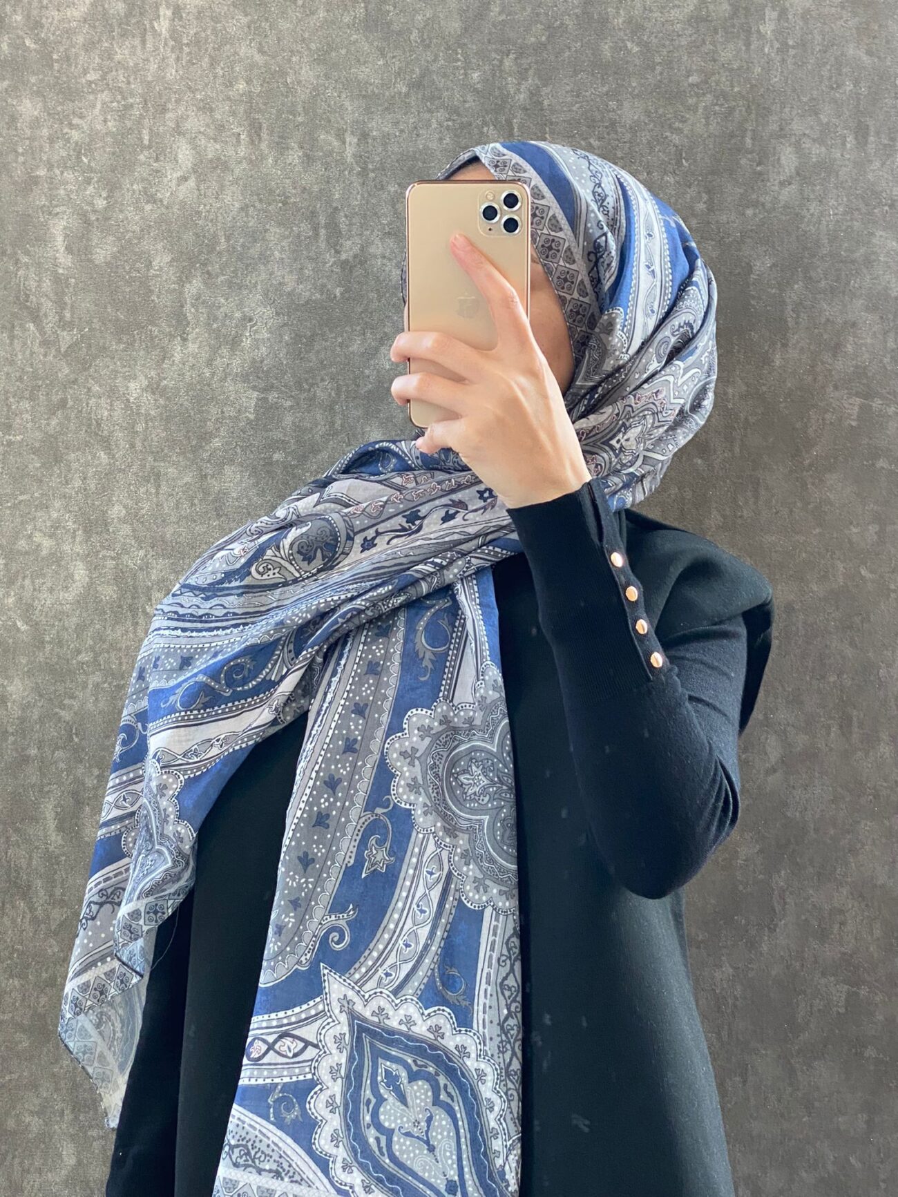 Etro Etnik Desen Pamuk Soft Şal 36631 - Lacivert