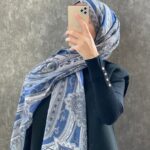 Etro Etnik Desen Pamuk Soft Şal 36631 - Lacivert