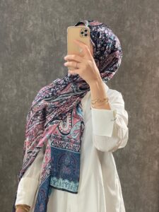 İthal Etro Desen Vual İpek Şal - Soft Pudra
