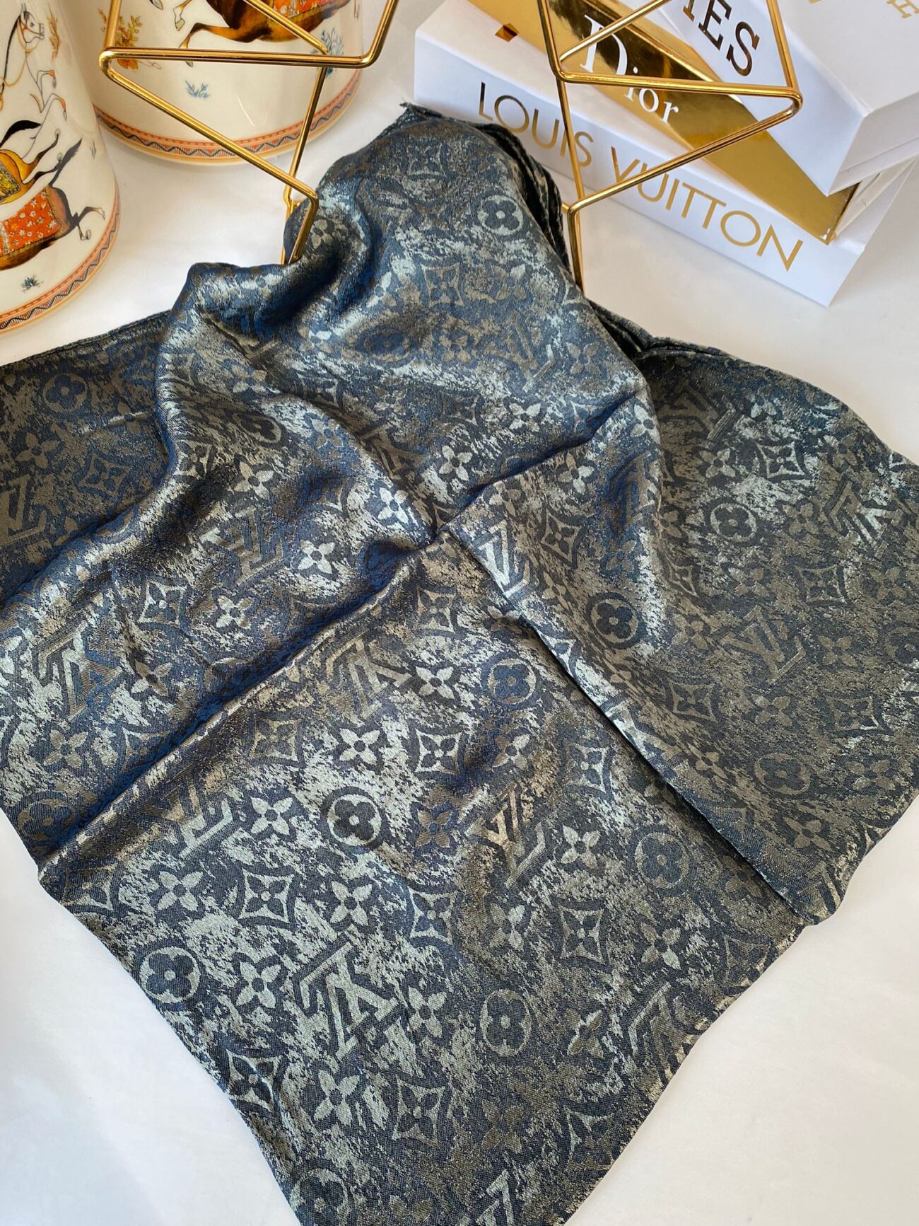 LV Desen Jakar Eşarp 48971 - haki
