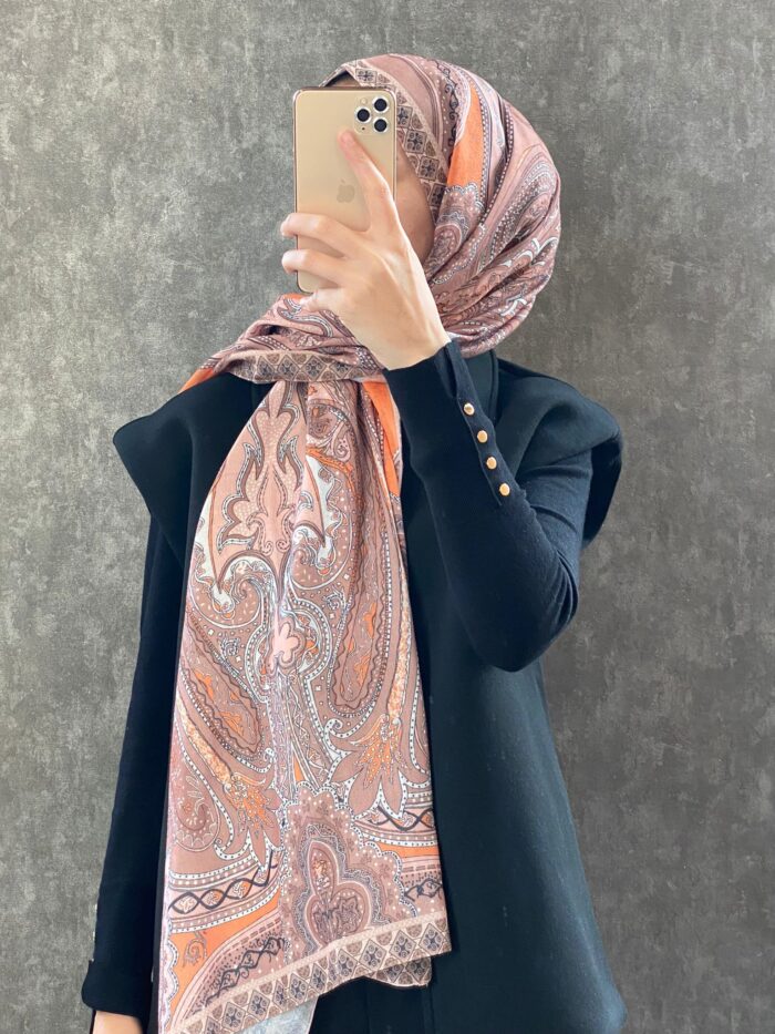 Etro Etnik Desen Pamuk Soft Şal 36631 - Turuncu