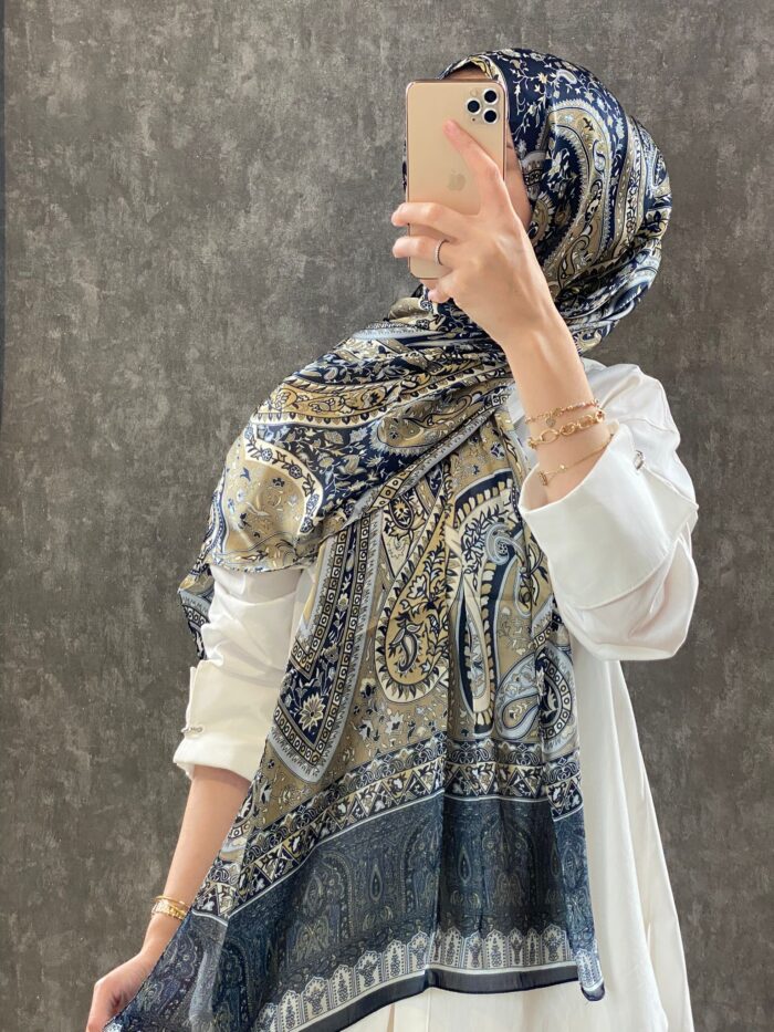 Etro Desen Vual İpek Şal - Soft yag yeşili
