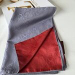 İthal Çift Taraflı İpek Şal - Gri/Bordo