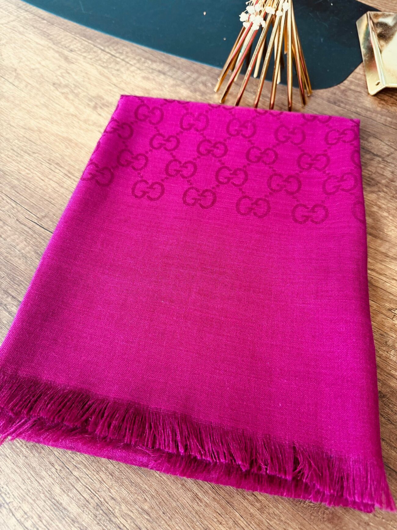 Gucci Yun İpek Çİft Taraflı Şal 87452 - Pembe - Görsel 2