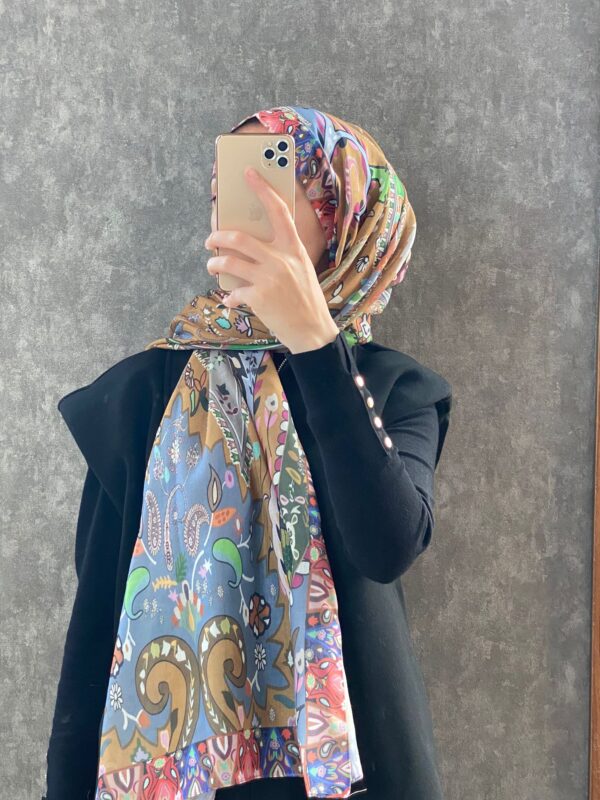 Etro Etnik Desen Pamuk Soft Şal 38630 – İndigo