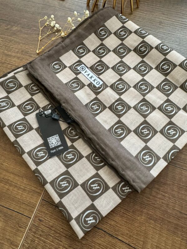 Vakko Dama Desen Pamuk Soft Eşarp 63411 – Kahve