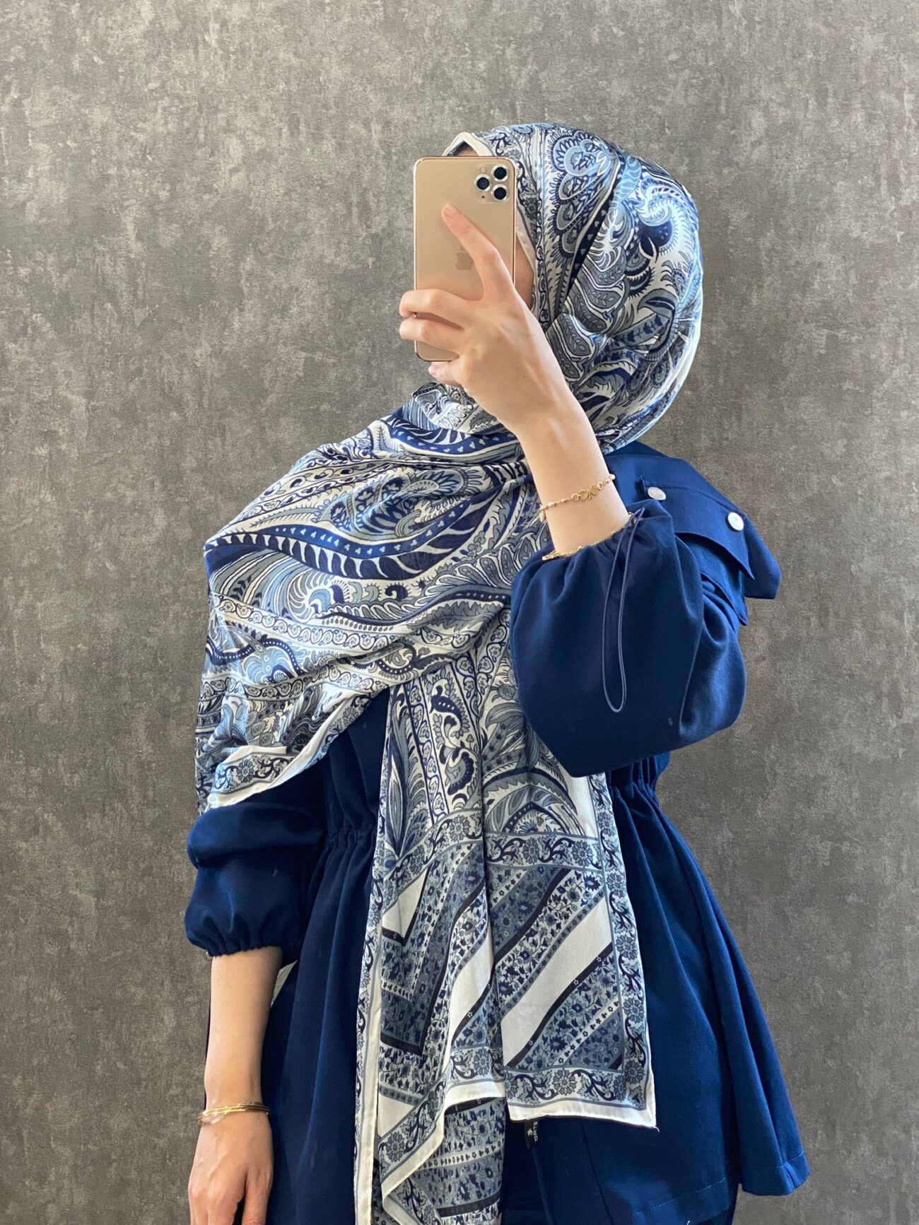 İTHAL ETRO DESEN NEW VUAL İPEK ŞAL 44344 -Mavi - Görsel 4