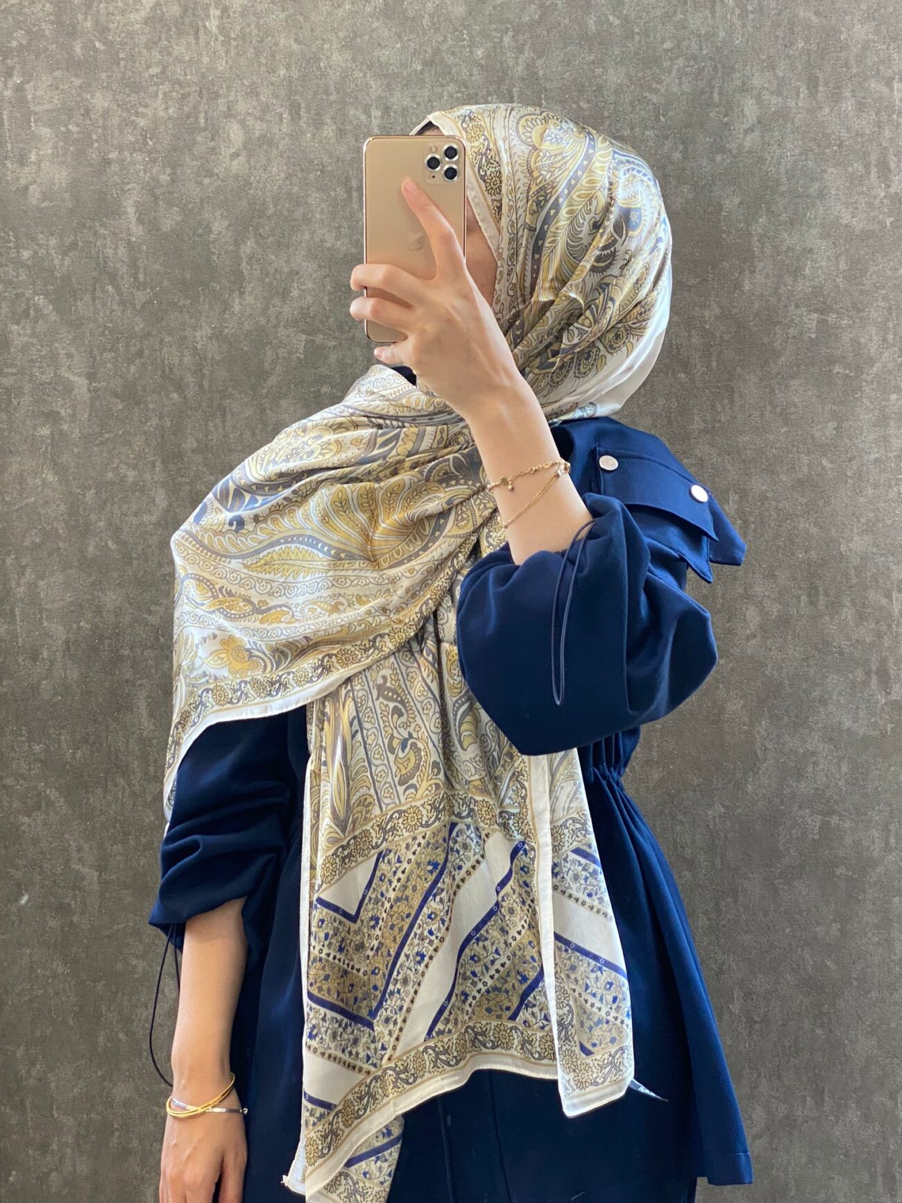 İTHAL ETRO DESEN NEW VUAL İPEK ŞAL 44344 -Hardal - Görsel 2