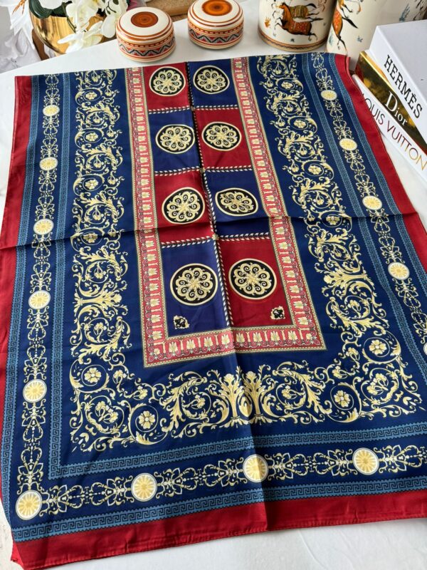 Versace Pamuk İpek Şal 50232 – Bordo-Lacivert