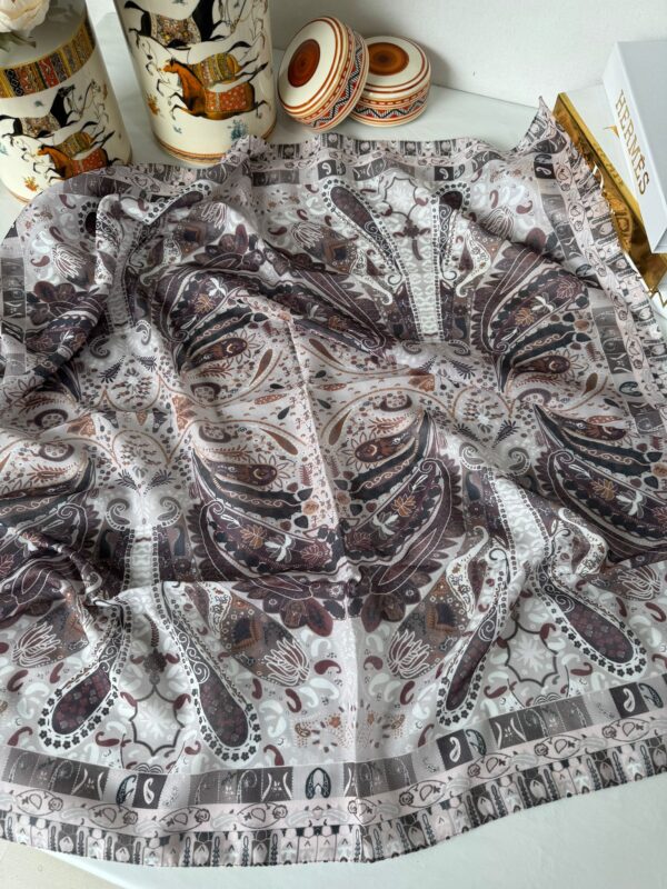 Etro Desen Pamuk Soft Eşarp -mocha/beyaz
