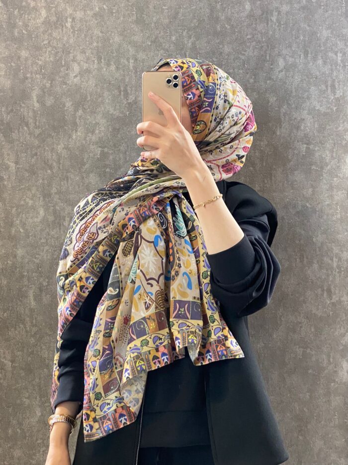 Etro Etnik Desen Pamuk Soft Şal -852085-hardal - Görsel 2