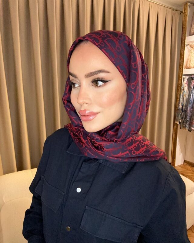 Dior Desenli İpek Kaşmir Çift Taraflı Şal 78002 – Bordo