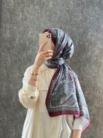 Etro Pamuk İpek Şal -987654 VİŞNE/GRİ