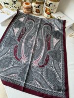 Etro Pamuk İpek Şal -987654 VİŞNE/GRİ