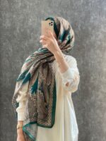 Etro Pamuk İpek Şal 987654 / KOYU YEŞİL/VİZON
