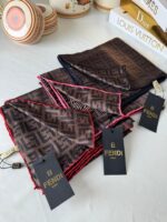 Fendi İthal +% 100 İpek  12 mm Eşarp 657291 - Siyah