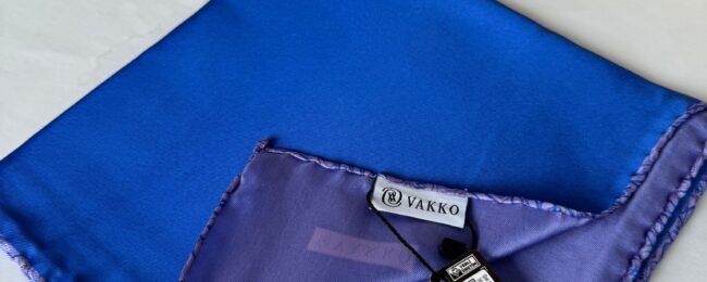 Vakko Çift Taraflı 12 mm %100 İpek Eşarp 10044 - İndigo/ Lila