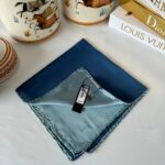 Vakko Çift Taraflı 12 mm %100 İpek Eşarp 10044 - Gece Mavisi /Mint
