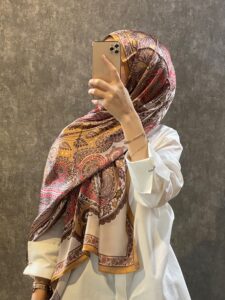 İthal Etro Yeni Sezon İthal Etnik Desen Vual İpek Şal 10041 - Karamel