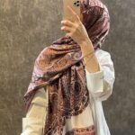 İthal Etro Yeni Sezon İthal Etnik Desen Vual İpek Şal 10041 - İncir