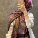 İthal Etro Yeni Sezon İthal Etnik Desen Vual İpek Şal 10041 - Gül Kurusu