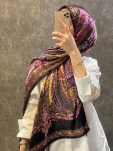 İthal Etro Yeni Sezon İthal Etnik Desen Vual İpek Şal 10041 - Gül Kurusu