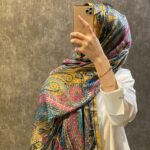 İthal Etro Yeni Sezon İthal Etnik Desen Vual İpek Şal 10041 - Gold