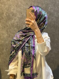 İthal Etro Yeni Sezon İthal Etnik Desen Vual İpek Şal 10041 - Mürdüm