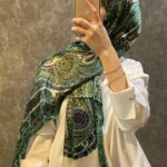 İthal Etro Yeni Sezon İthal Etnik Desen Vual İpek Şal 10041 - Zümrüt