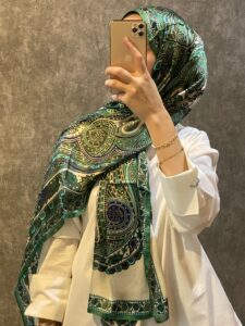 İthal Etro Yeni Sezon İthal Etnik Desen Vual İpek Şal 10041 - Zümrüt