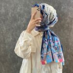 ETRO KAYMAYAN VUAL İPEK ŞAL 025025 - lacivert/pembe