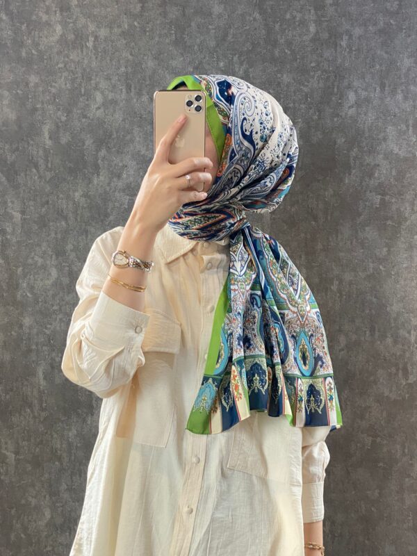 ETRO KAYMAYAN VUAL İPEK ŞAL 025025 – yeşil/mavi