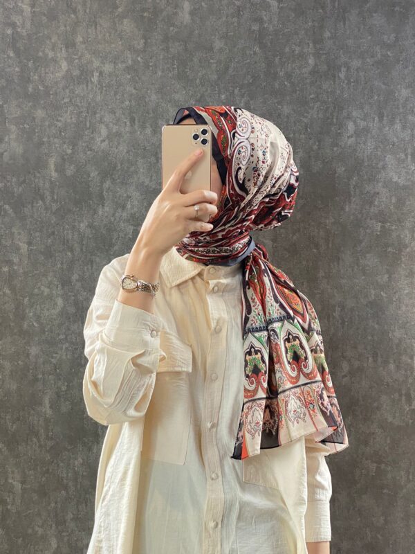 ETRO KAYMAYAN VUAL İPEK ŞAL 025025 – turuncu/kahve