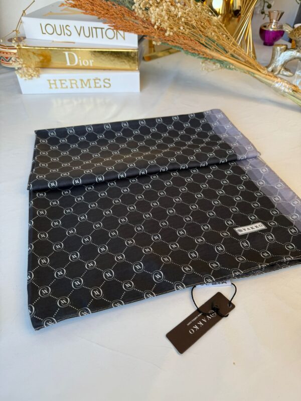 Vakko Monogram Desen Pamuk İpeksi Şal 456456 – siyah/beyaz
