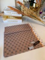Vakko Monogram Desen Pamuk İpeksi Şal 456456 -karamel